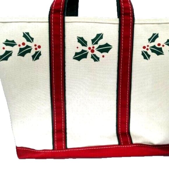 Rare Vintage L.L. Bean Christmas Holly Tote Bag, XL, 17" x 14" x 7" - Picture 2 of 6